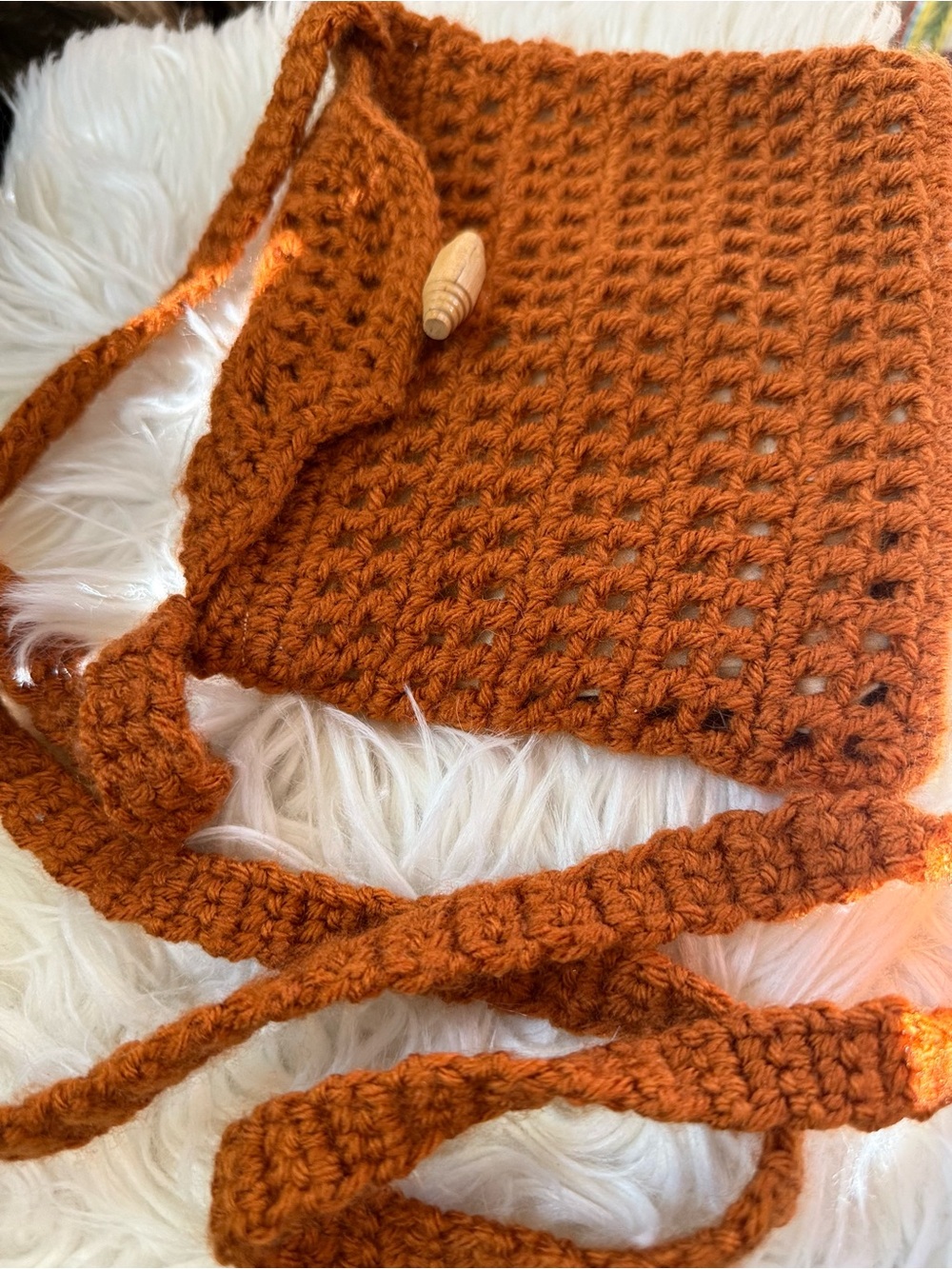 Handmade Women's Crochet Sweater Vest in Rust Orange